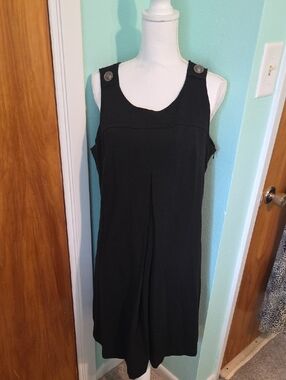 Live a Little Black Sleeveless Shift Dress with Shoulder Buttons
